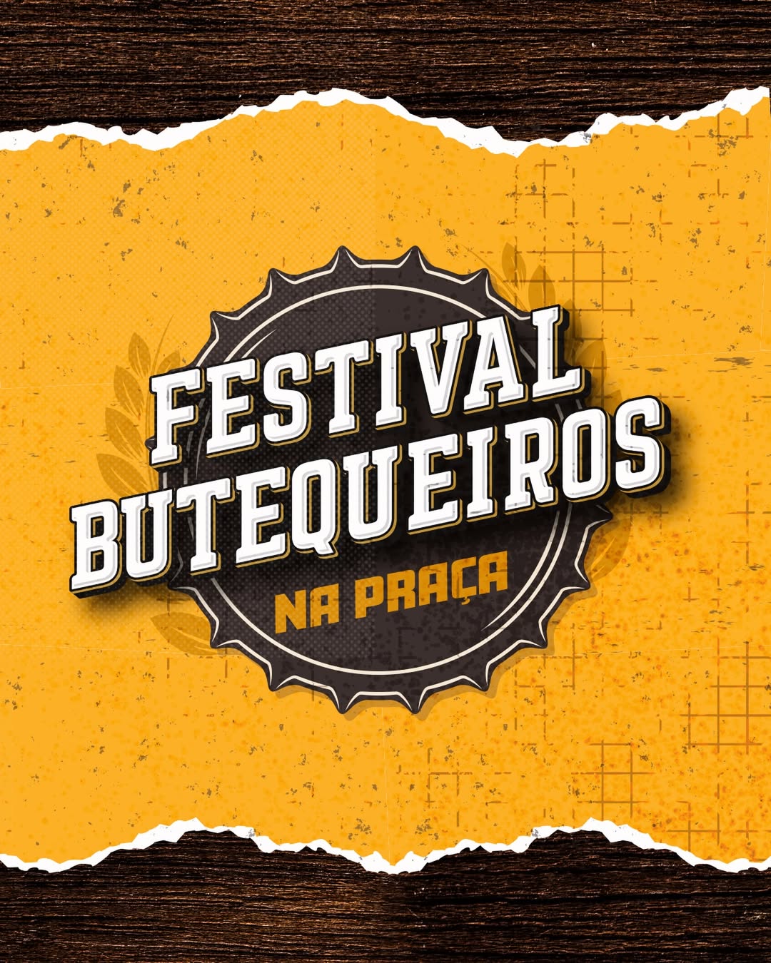Foto de capa do festival Butequeiros escrito na cor branca com fundo amarelho