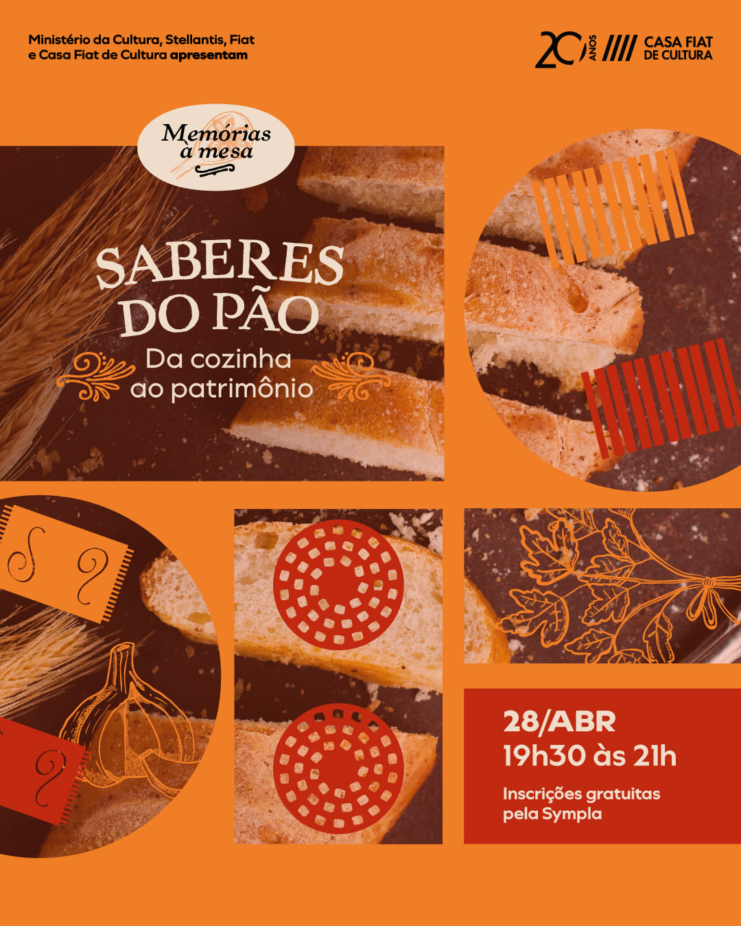 Foto de capa convidativa para o bate papo sobre "saberes do pão" na Casa Fiat de Cultura