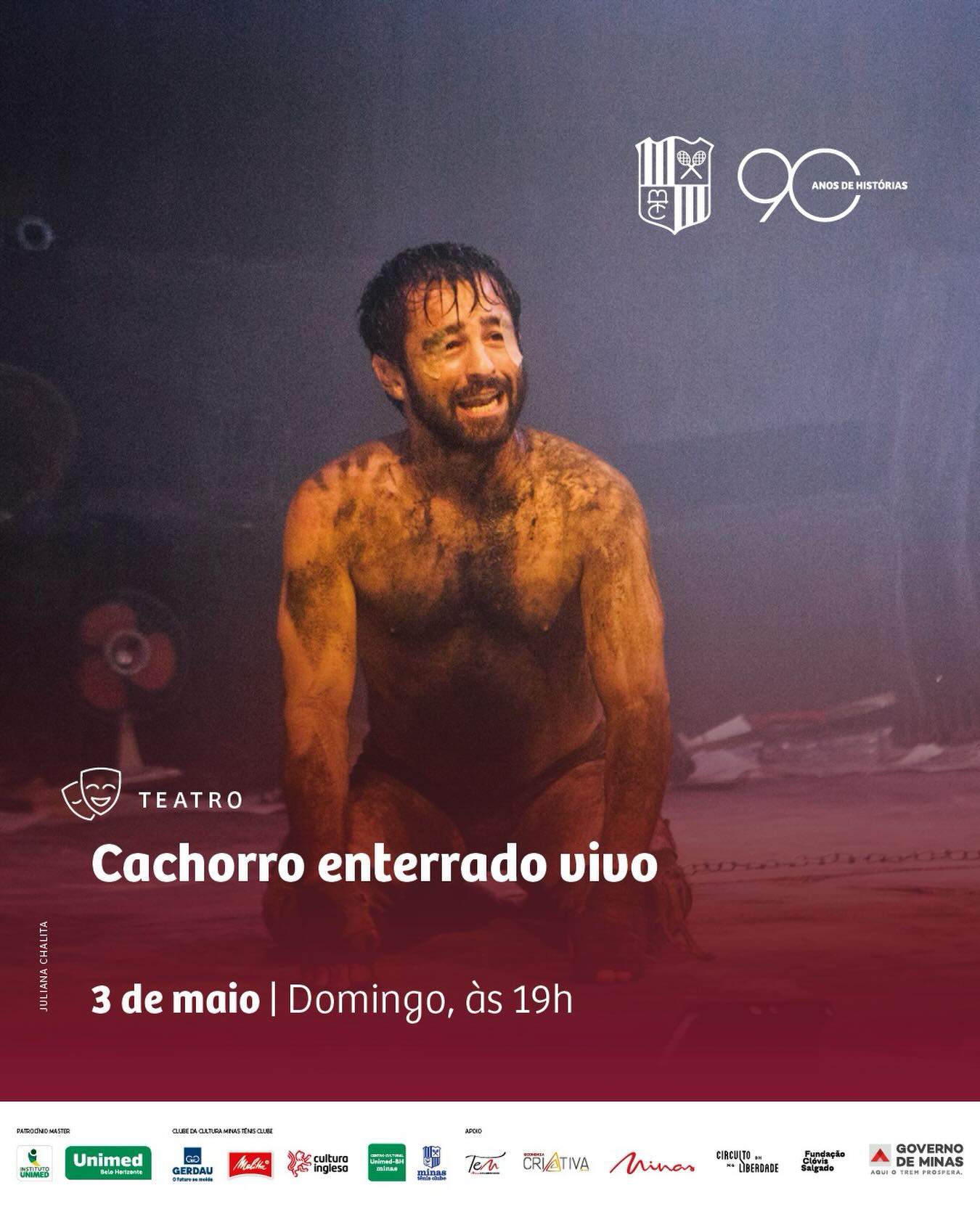 Foto de capa da peça teatral contendo informações e foto do artista