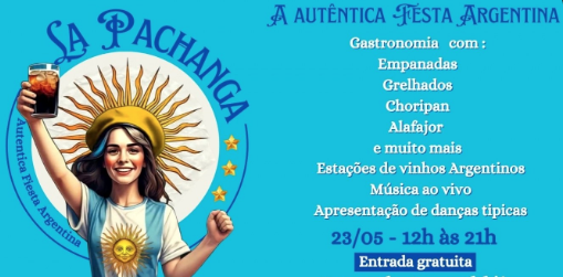 Cartaz ilustrativo de divulgação da festa La Pachanga - A autêntica festa Argentina