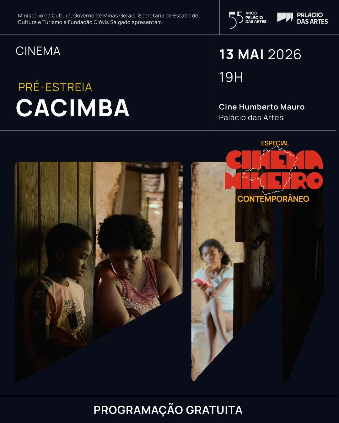 Foto de capa convidativa para a pré-estreia do filme "Cacimba"