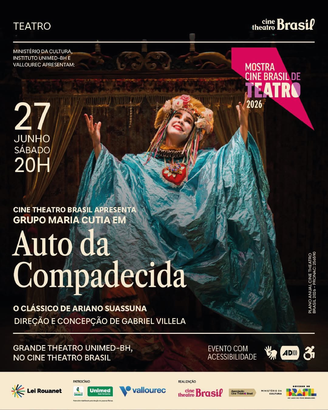 Foto de capa de divulgação para o espetáculo "o auto da compadecida"