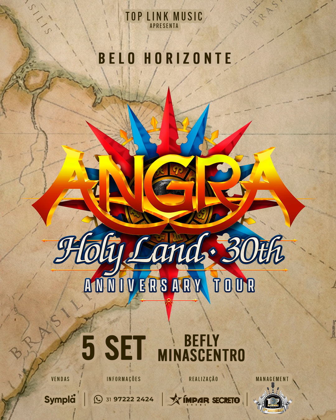 Foto de capa de divulgação do show da tour Angra 30 anos de “Holy Land”