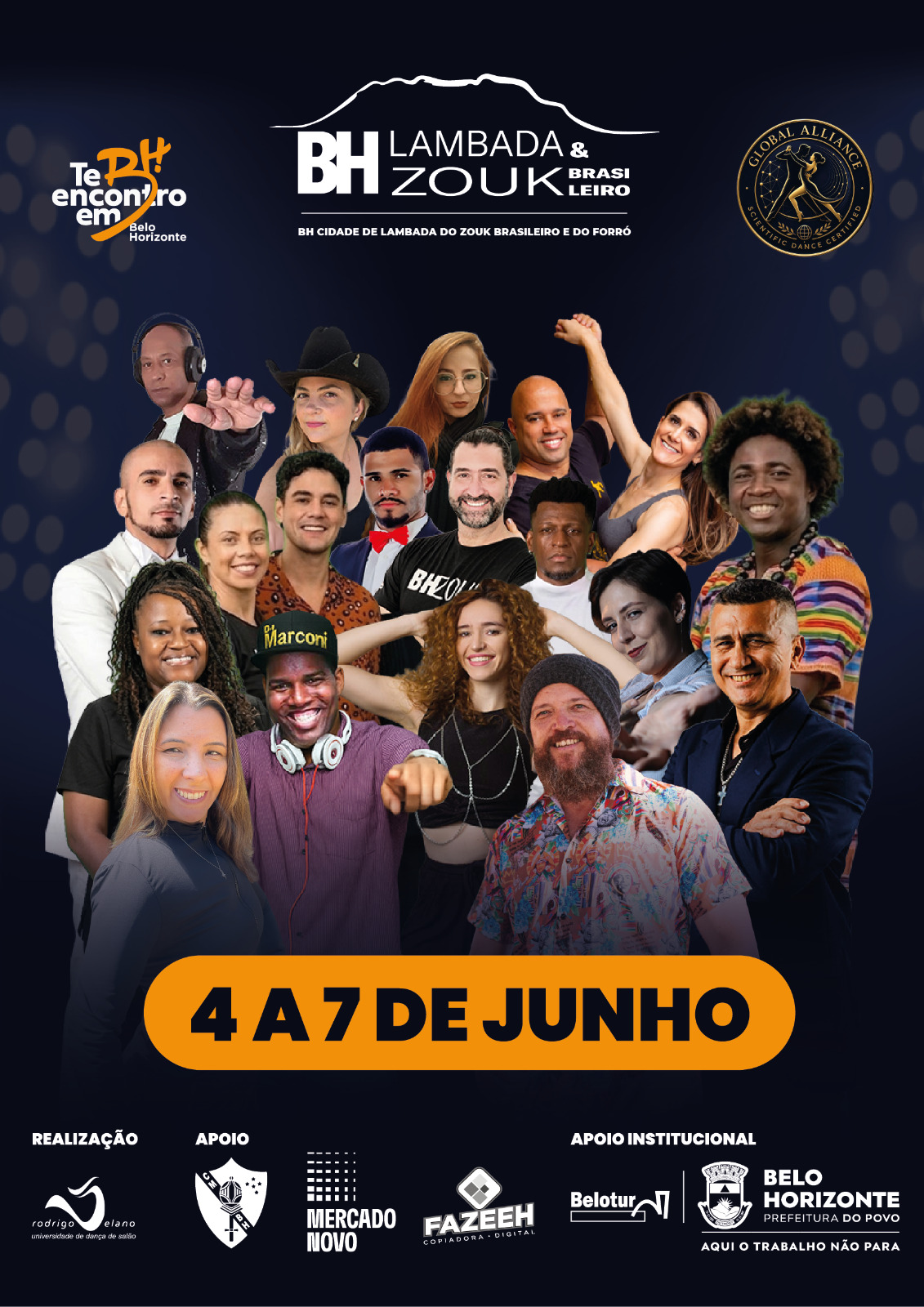 folder em azul do evento BH lambada & Zouk Brasileiro