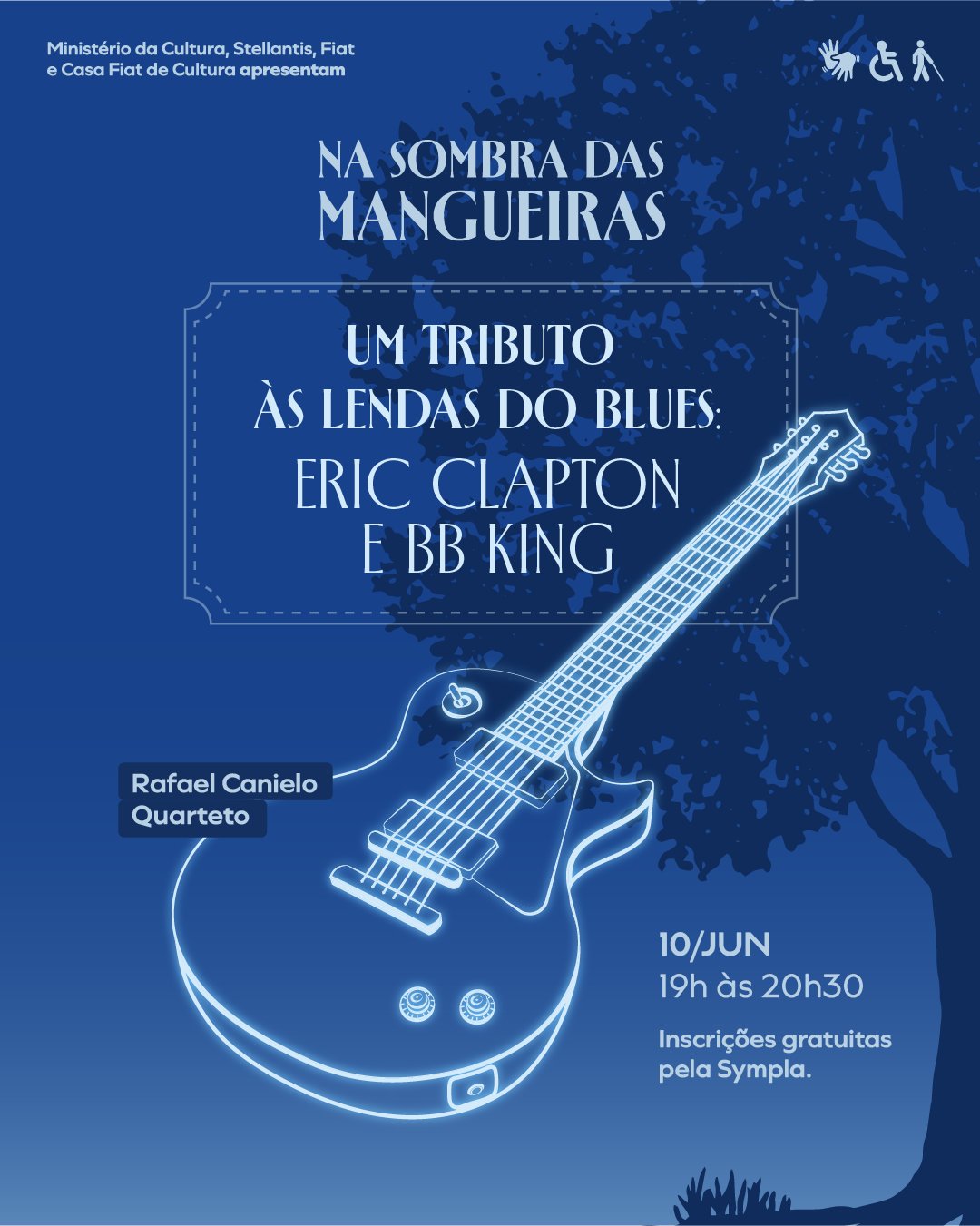 Foto de capa para o evento gratuito na casa fiat: " Um tributo às lendas do blues: Eric Clapton e BB King"