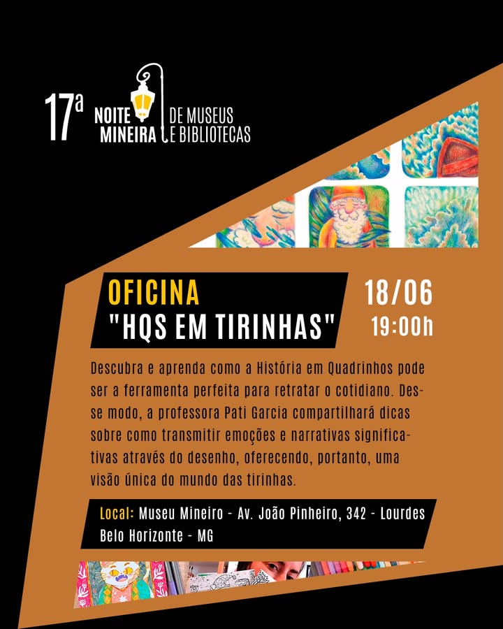 Foto de divulgação para a oficina "HQS em Tirinhas" no Museu Mineiro 