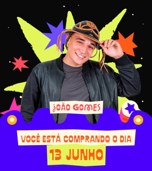 fly com as informações do evento e foto do cantor 