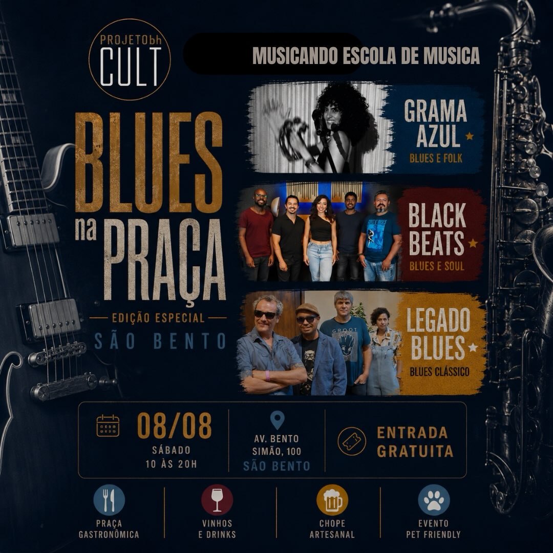 Foto para o evento "Blues na Praça in Av Bento Simão" com apresentação de gramazulfolkblues, legadoblues e blackbeats, no dia 08 de agosto