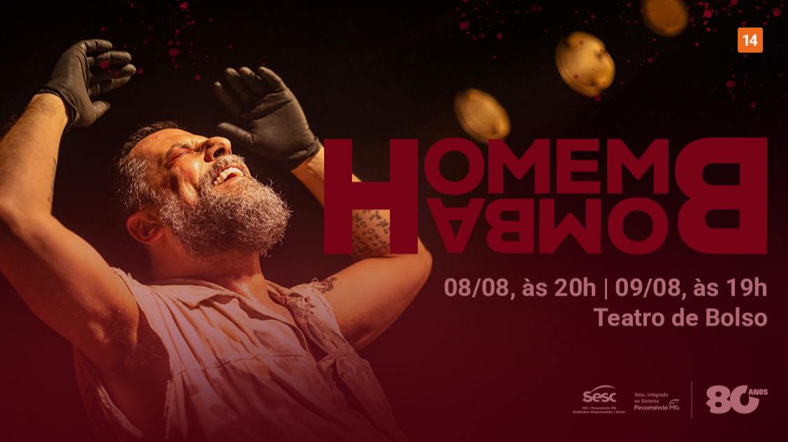 Foto de capa para o espetáculo "Homem-bomba", no Sesc Palladium 