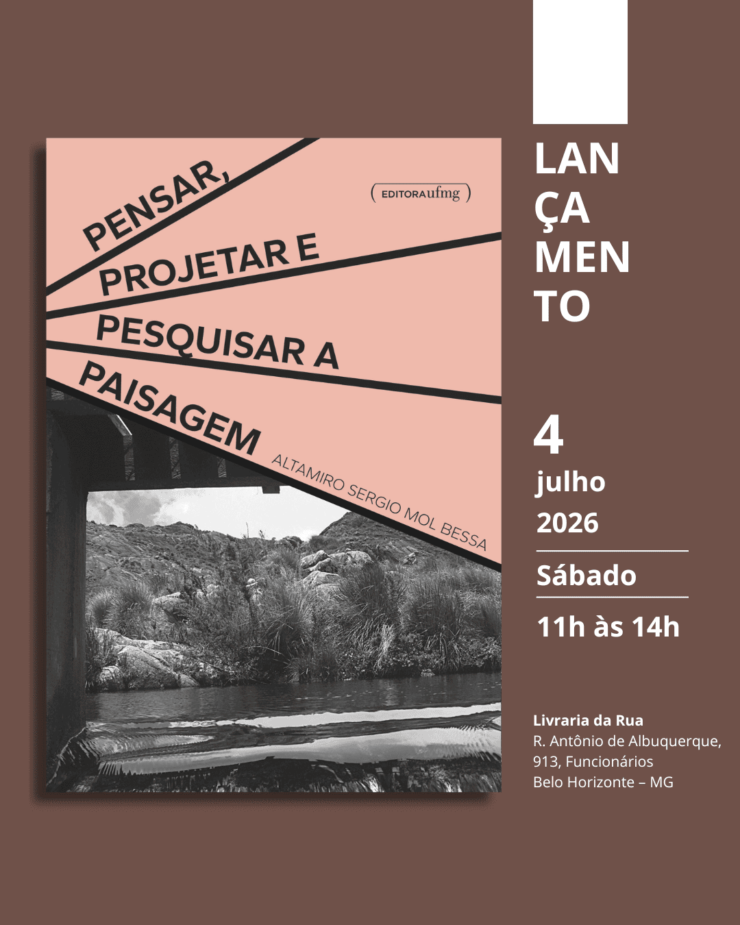 Foto do livro "Pensar, projetar e pesquisar a paisagem" para o lançamento no dia 4 de julho 