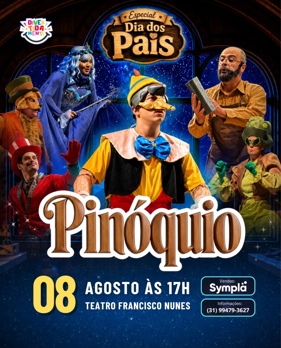 Foto de capa para o espetáculo infantil: Pinóquio, no Teatro Francisco Nunes 