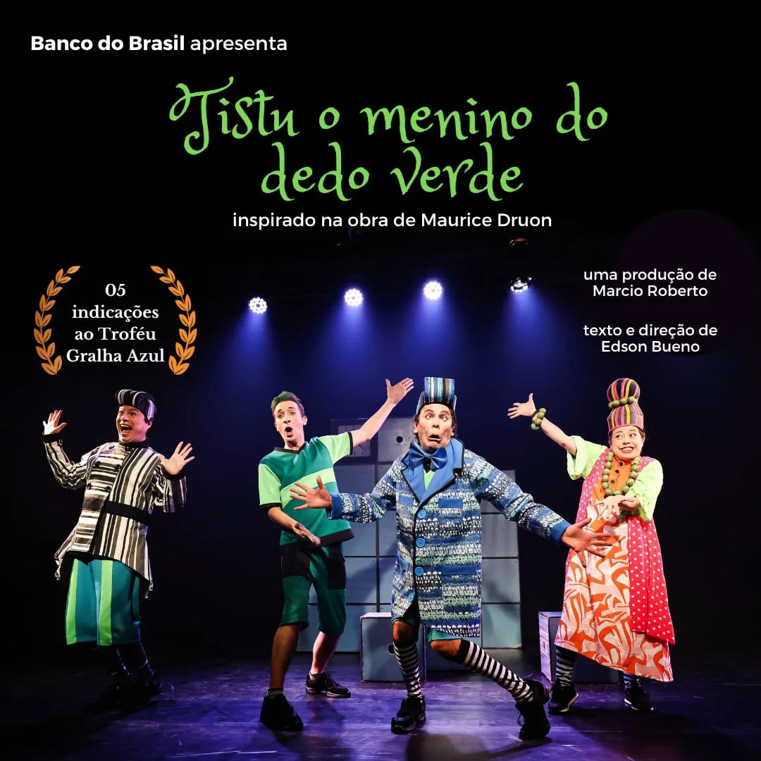 Foto de capa para divulgação do espetáculo "Tistu: O menino do dedo verde" no CCBB