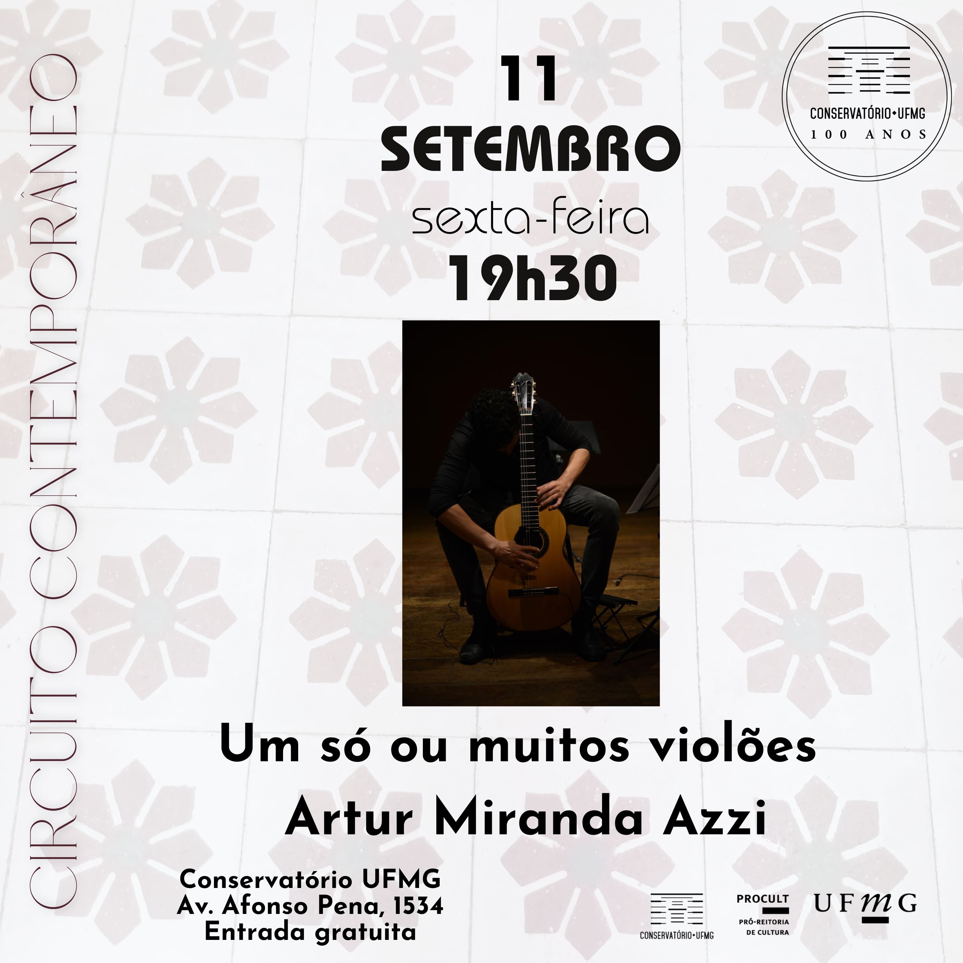 Foto de capa para o concerto do artista Arthur Miranda Azzi no conservatório da ufmg 