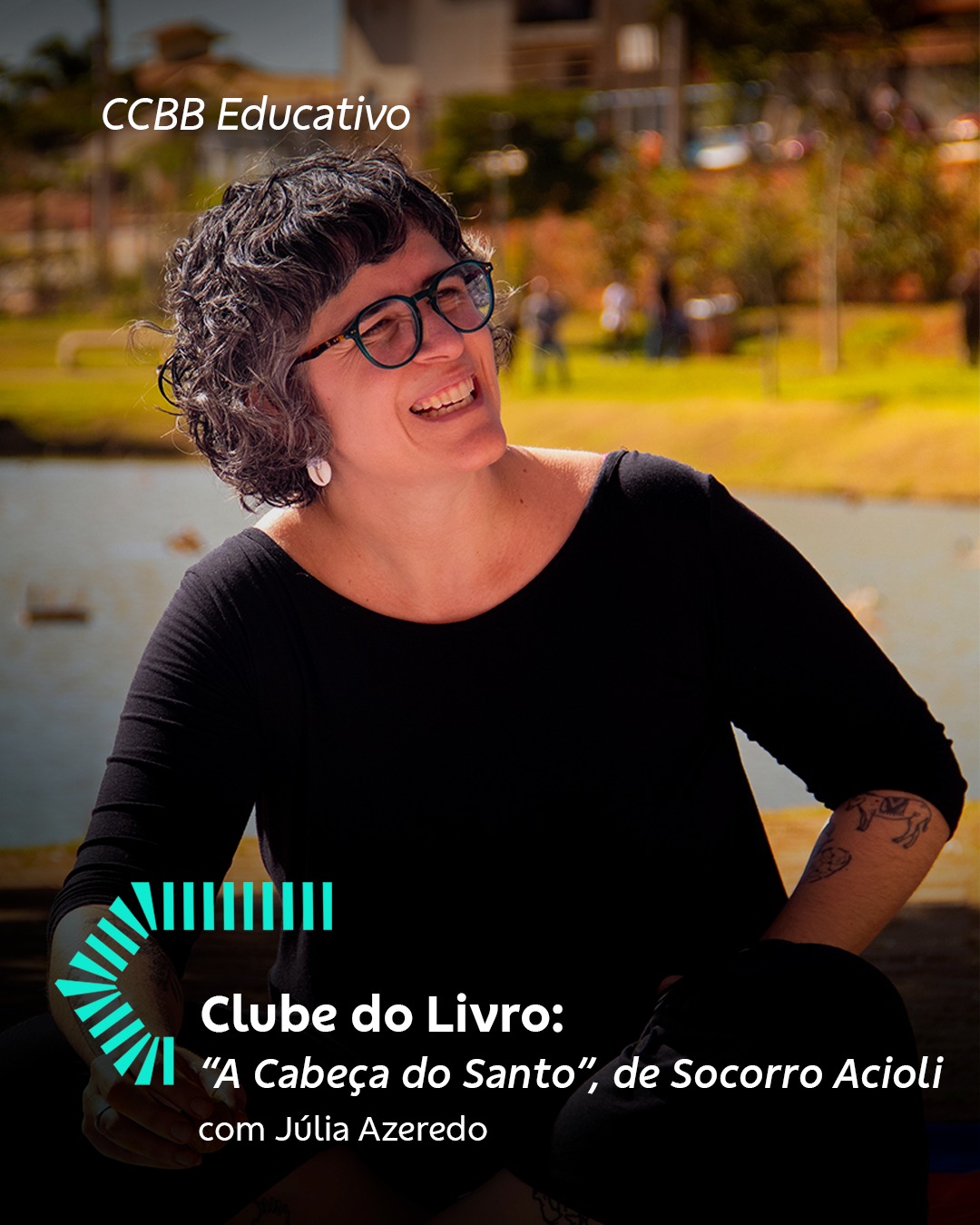 Foto de capa para o evento " Clube do Livro: A Cabeça do Santo” com foto da mediadora Júlia Azeredo