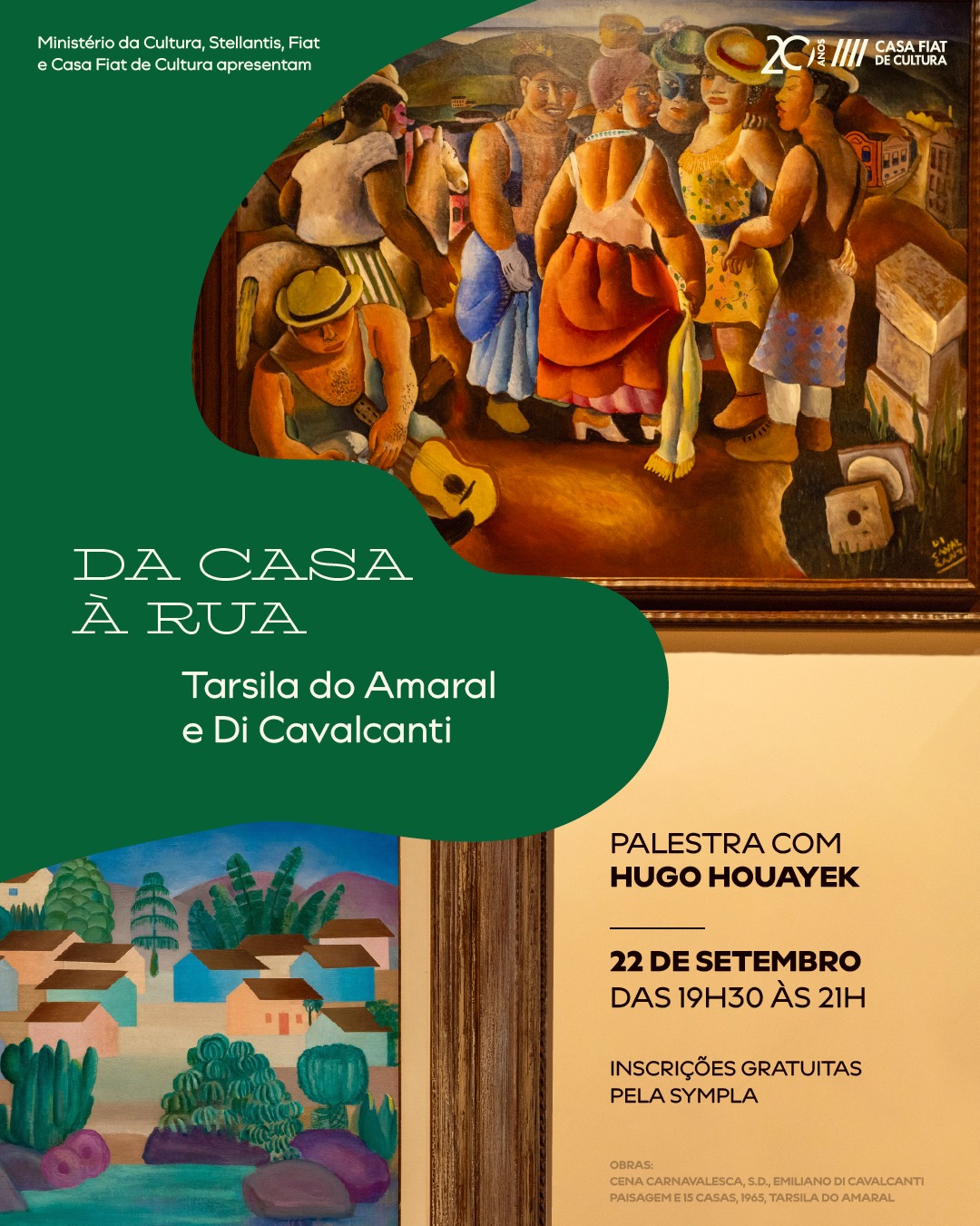Foto de capa para a palestra com Hugo Houayek sobre as obras de Tarsila do Amaral e Di Cavalcanti na casa fiat de cultura