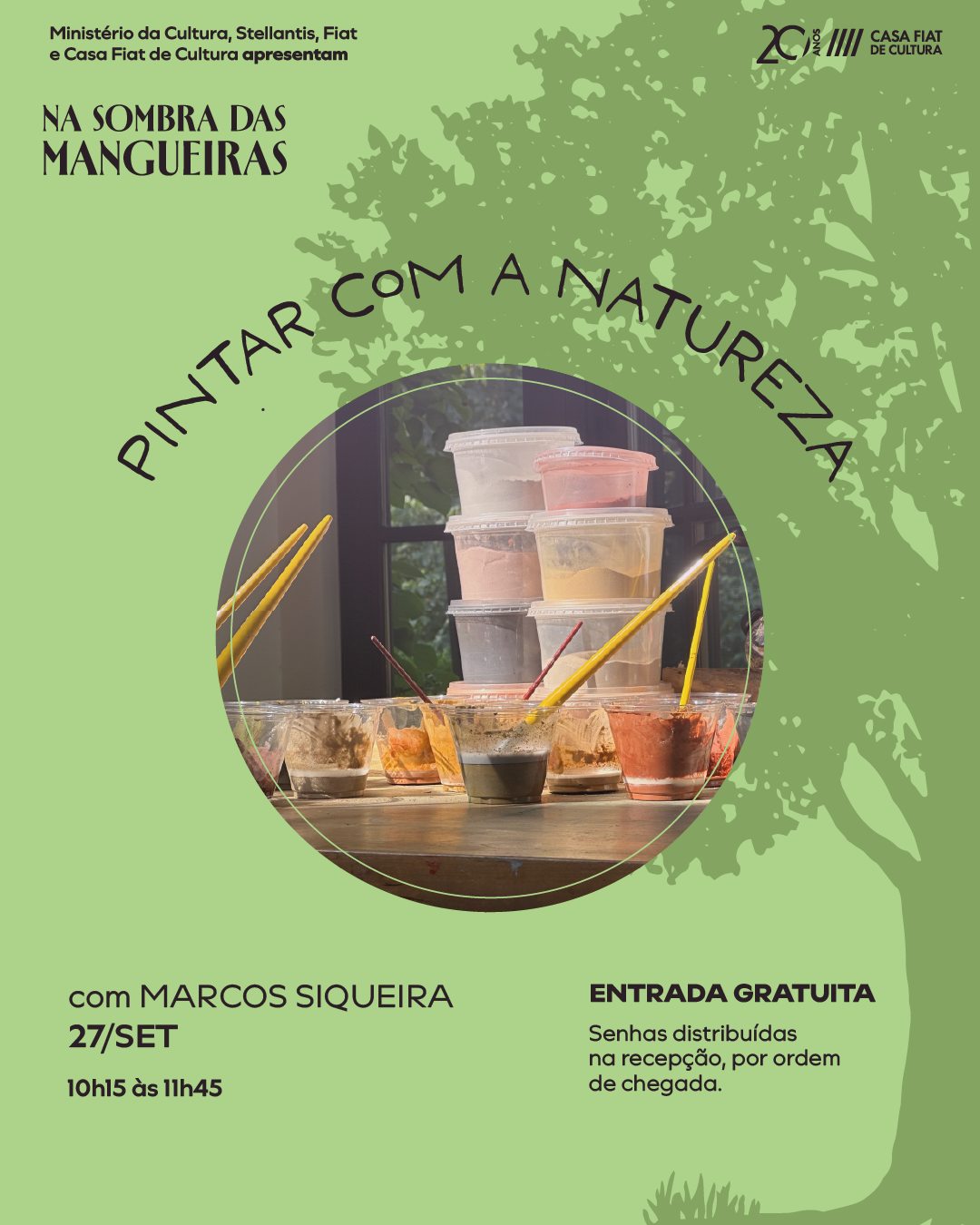 Foto de capa para a oficina na casa fiat "Pintar com a Natureza" no dia 27 de setembro