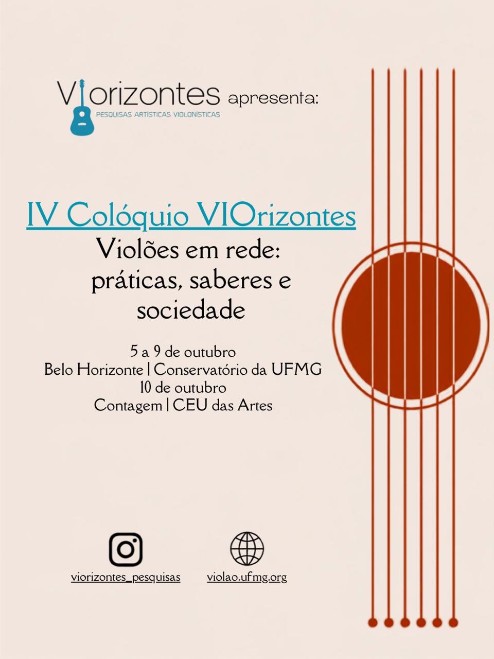 Divulgação/Instagram Foto de capa para o evento de violonista no conservatório da UFMG