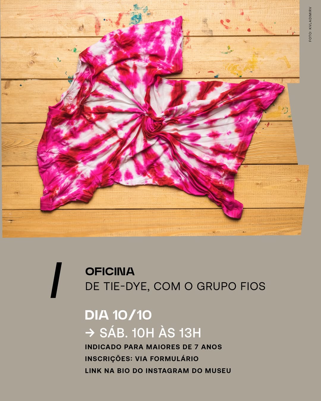 Foto de capa para divulgação da Oficina Tie-Dye no Museu da Moda 