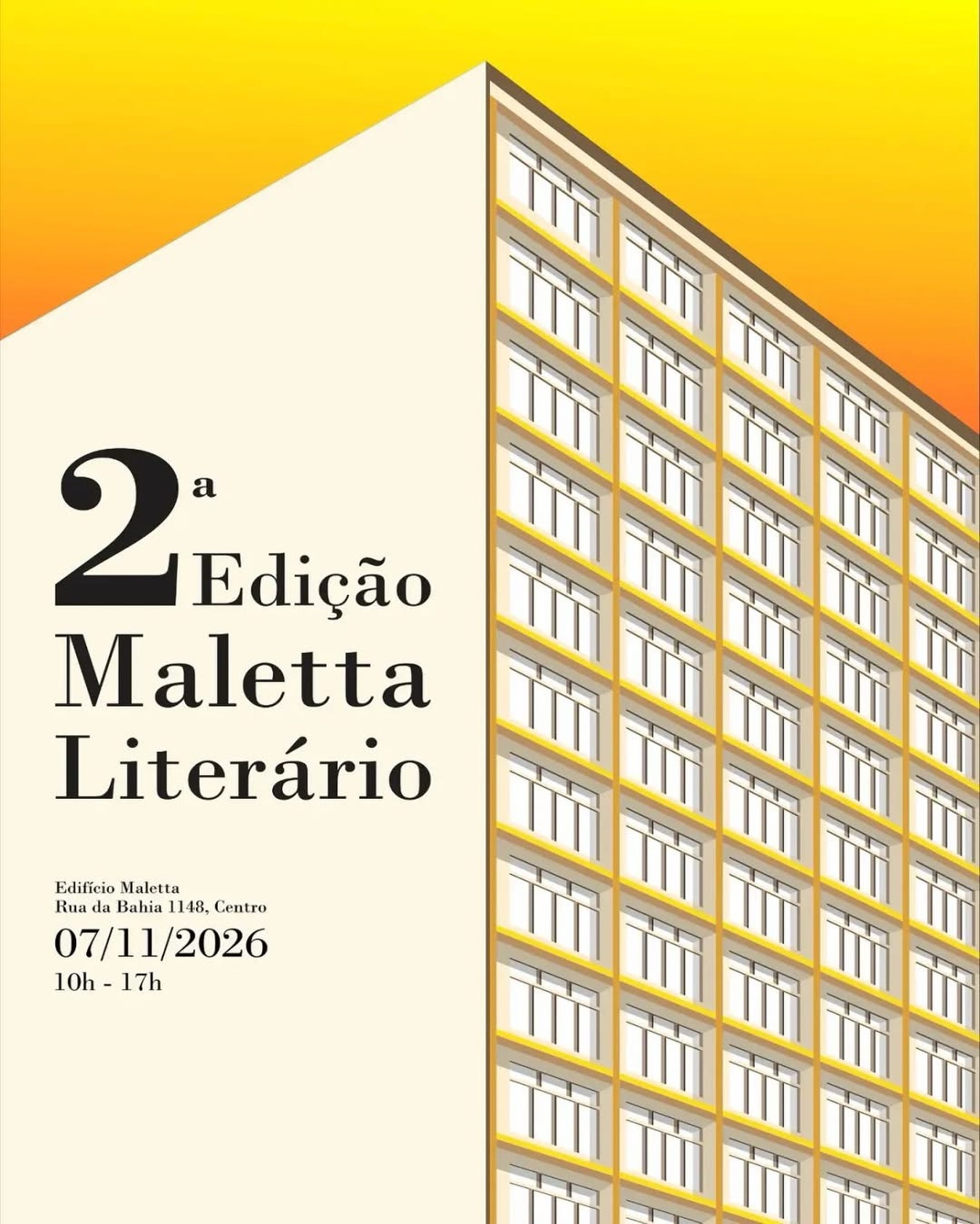 Foto de capa para a 2ª edição da feira Maletta Literário que ocorrerá no dia 07 de novembro 