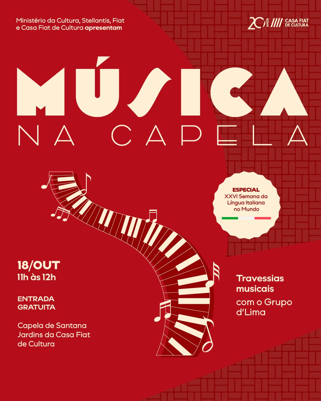 Foto de capa de divulgação para o evento Música na Capela na casa fiat de cultura 