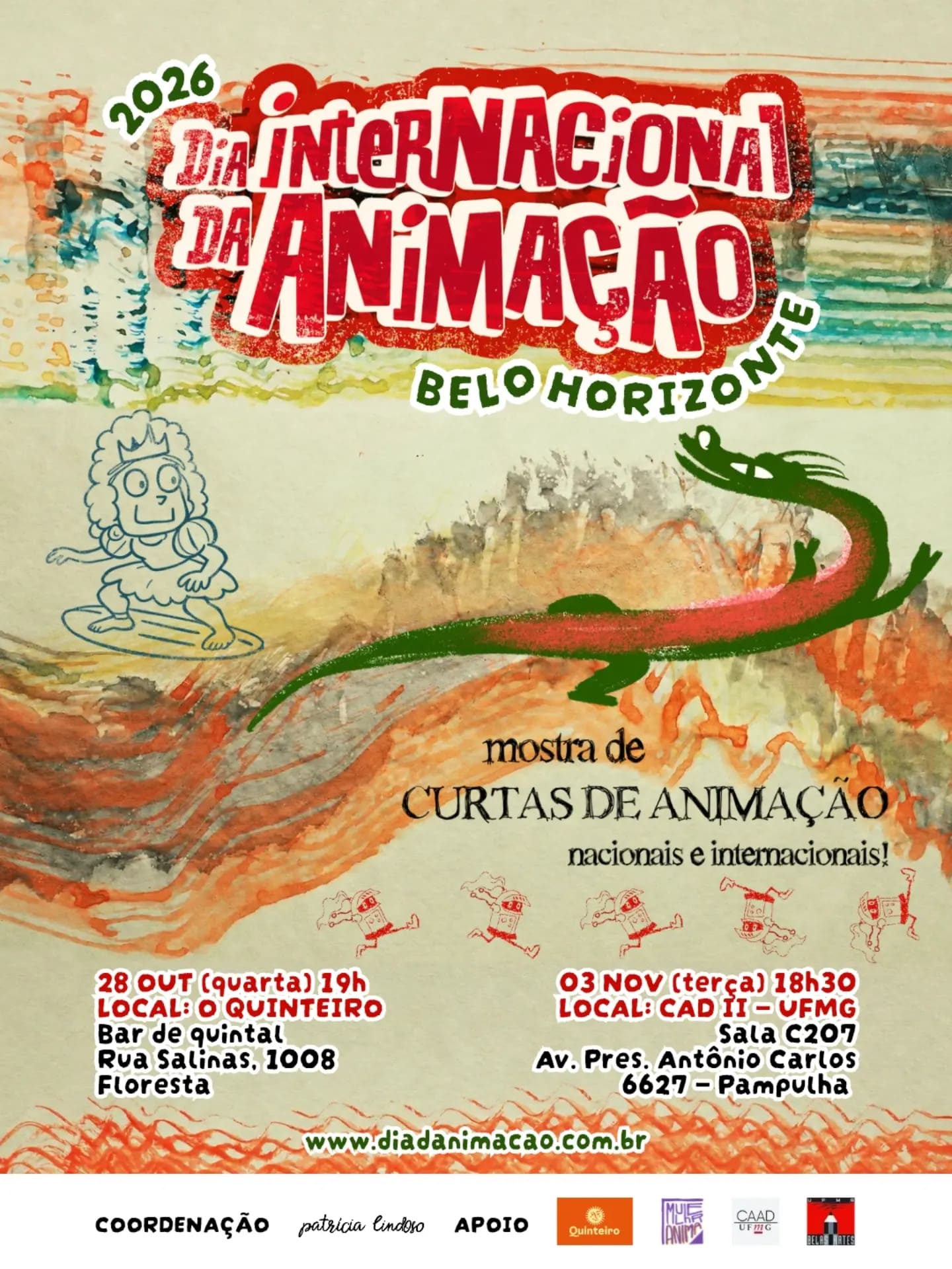 Foto de capa para divulgação do evento " Dia Internacional da Animação 2026" no dias 28 de Outubro e 3 de Novembro