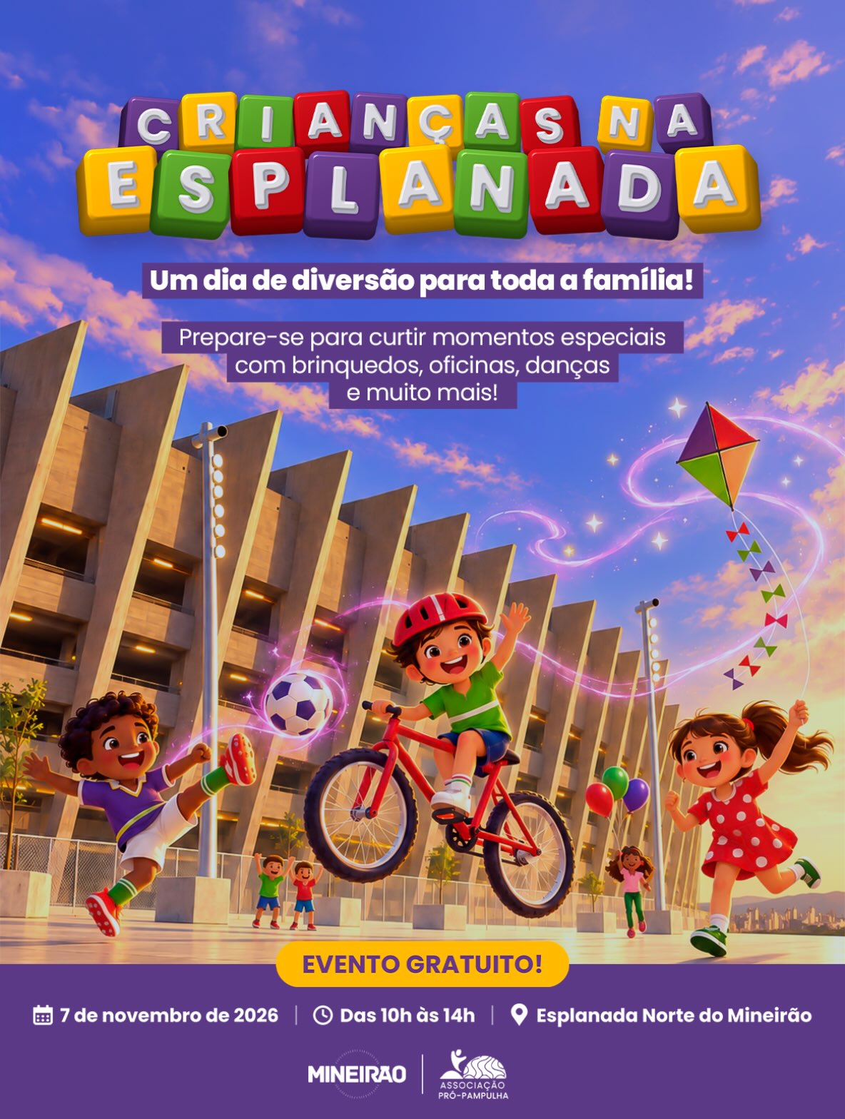 Foto de capa para o evento das crianças no Mineirão no dia 7 de Novembro