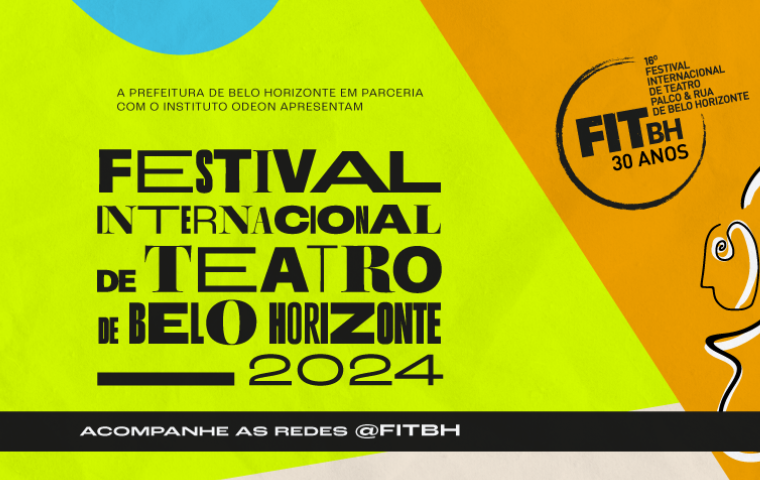 Arte gráfica com as cores verde, azul e laranja com escrito FIT BH 2024 - 30 anos