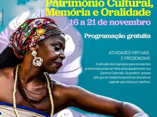 flyer Semana especial Patrimônio Cultural, Memória, Oralidade
