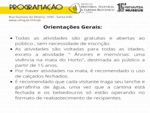  16ª Primavera dos Museus - MHNJB-UFMG 