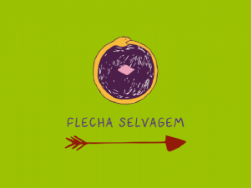 Foto em fundo verde, com o escrito "fecha selvagem", com uma flecha vermelha desenhada e uma bola com fundo azul e branco, ao redor uma cobra que se encontra.