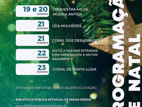 Programação de Natal da Biblioteca Pública Estadual de Minas Gerais