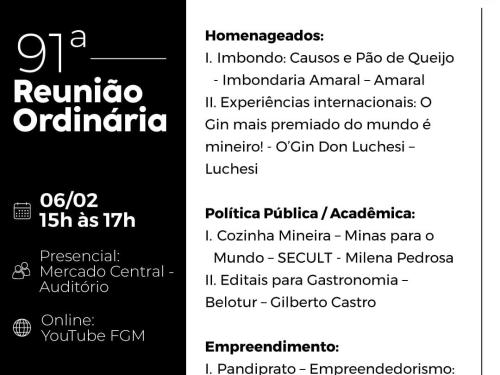 91ª Reunião Ordinária - Frente da Gastronomia Mineira