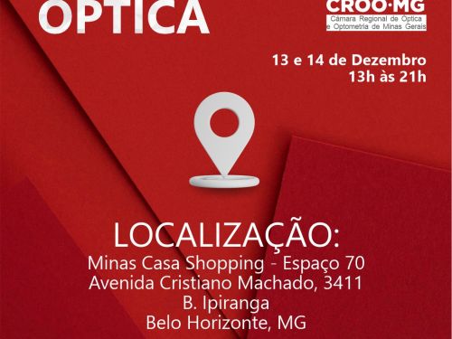 O evento contará com expositores do ramo óptico, além de palestras, coffee break, sorteio de brindes e muito mais. A entrada será franca.
