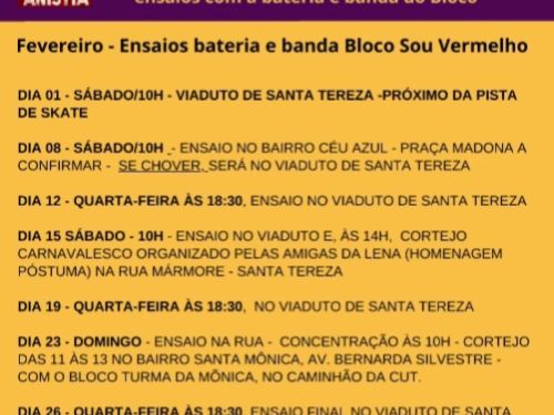 Ensaios 2025 - Bloco Sou Vermelho