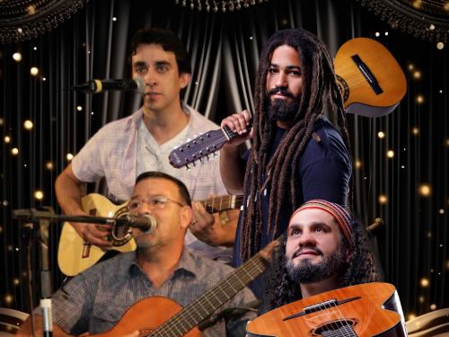 Imagem de 4 homens cantando