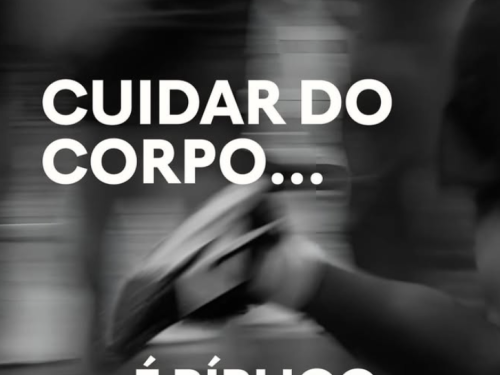 Imagem desfocada de corrida em preto e branco com os dizeres em branco: Cuidar do corpo é bíblico...