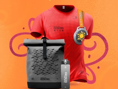 Imagem com o fundo laranja e foto do kit 