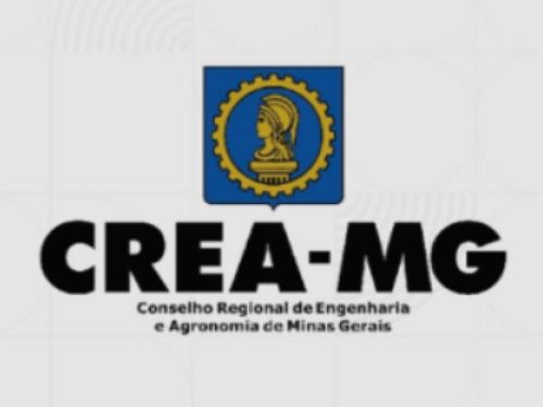 Fundo branco com logomarca do Crea-MG em azul e dourado e nome em preto