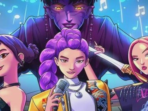 Imagem ilustrativa 2d de três meninas k-pop