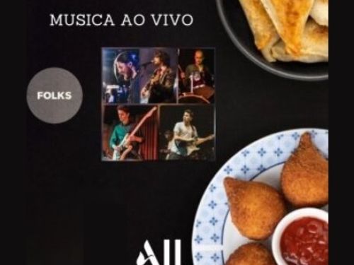 Festival Comida de Rua - Edição Hotéis Ibis & Ibis Budget: Fotografia de misto quente empratado, coxinhas e várias pessoas tocando música com diversos instrumentos musicais