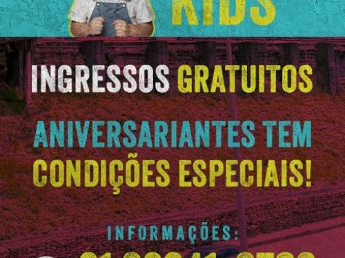 Planeta Rock Beagá: Poster de Divulgação informando sobre o espaço Kids com foto de criança