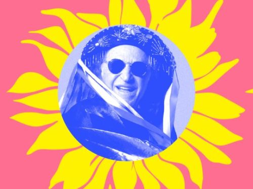 Uma foto de Alceu Valença dentro de um girassol 