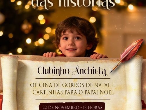 uma criança anunciando o evento de natal 
