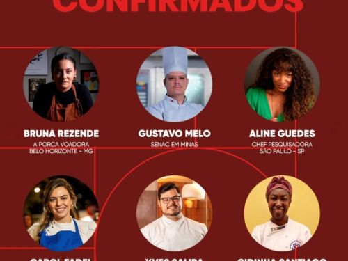 Fartura Lagoinha: Poster Divulgação com fotografia dos convidados confirmados em sequência - Bruna Rezende (A Porca Voadora - Belo Horizonte, MG); Gustavo Melo (SENAC em Minas - MG); Aline Guedes (Chef Pesquisadora - São Paulo, SP); Carol Fadel (Matula - Belo Horizonte, MG); Yves Saliba (Odaiá; Pastaio; Per Lui - Belo Horizonte, MG); Cidinha Santiago (Belmiro Braga - Juiz de Fora, MG).