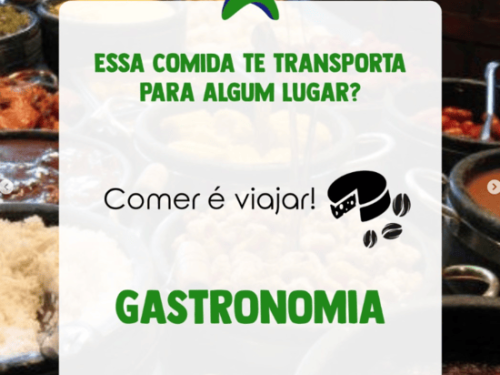 foto promocional divulgando sobre a gastronomia e um desenho de queijo 