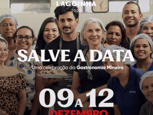 Fartura Lagoinha: Poster Divulgação com fotografia de um grupo de pessoas posando com um prato de comida na mão