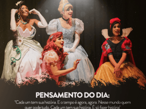 4 princesas com reação de alegria e supresa 