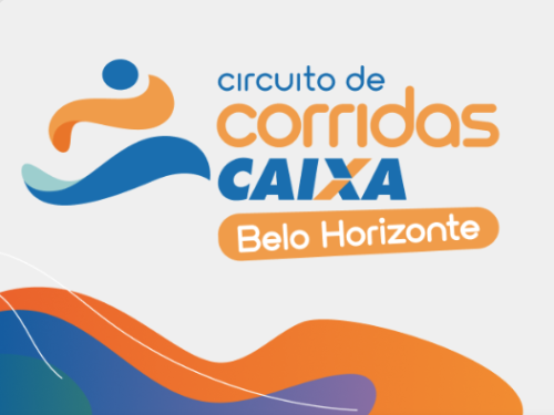 Imagem com as cores azul, verde , laranja e roxo, com o nome da corrida em destaque 