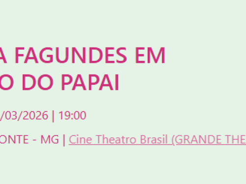 Imagem com o nome, data e local do evento, na cor rosa 