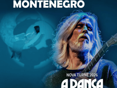 Imagem de um homem tocando uma guitarra, com o fundo todo azul 